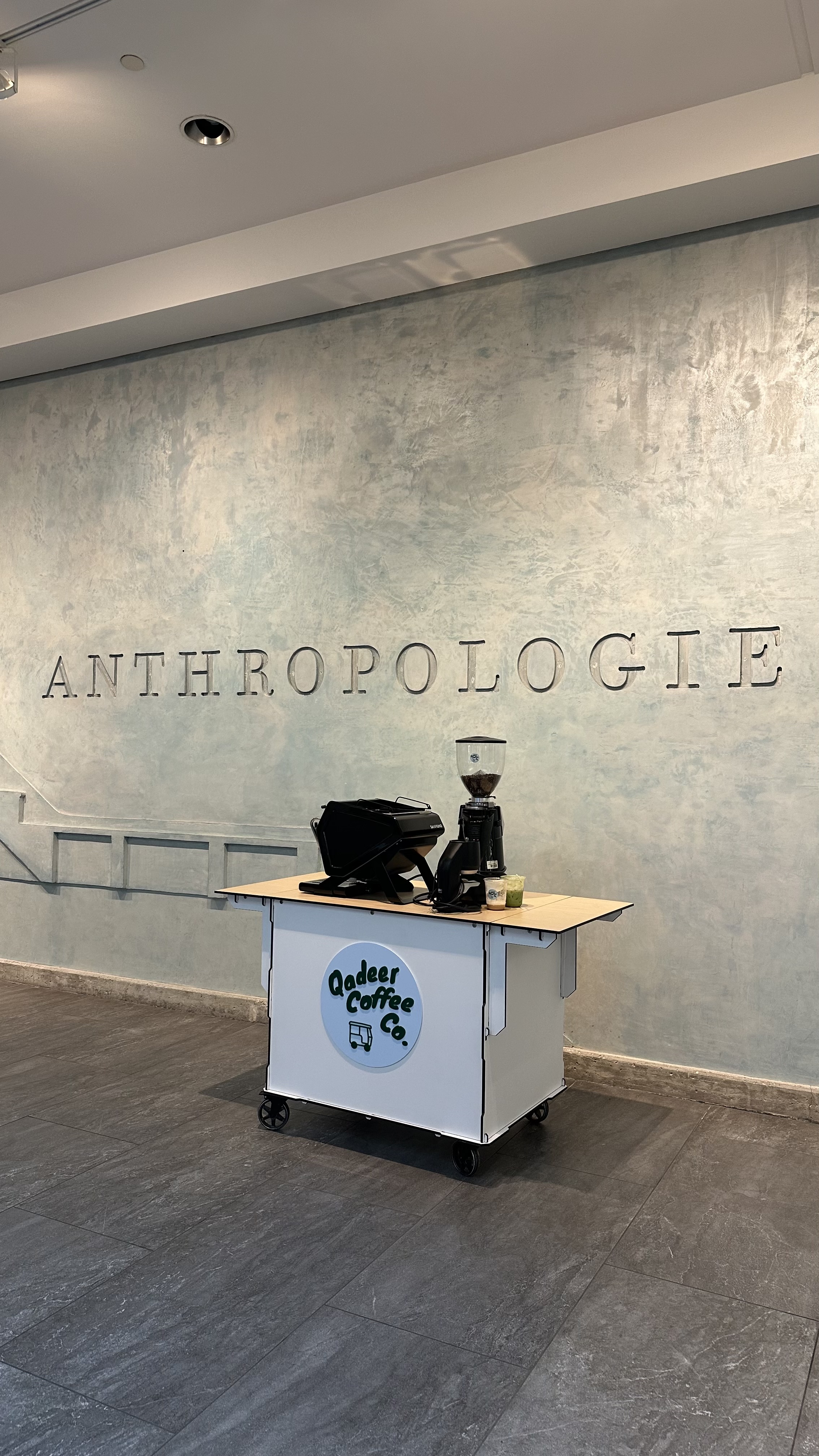 Qadeer Coffee Co drinks served at an Anthropologie brand activation