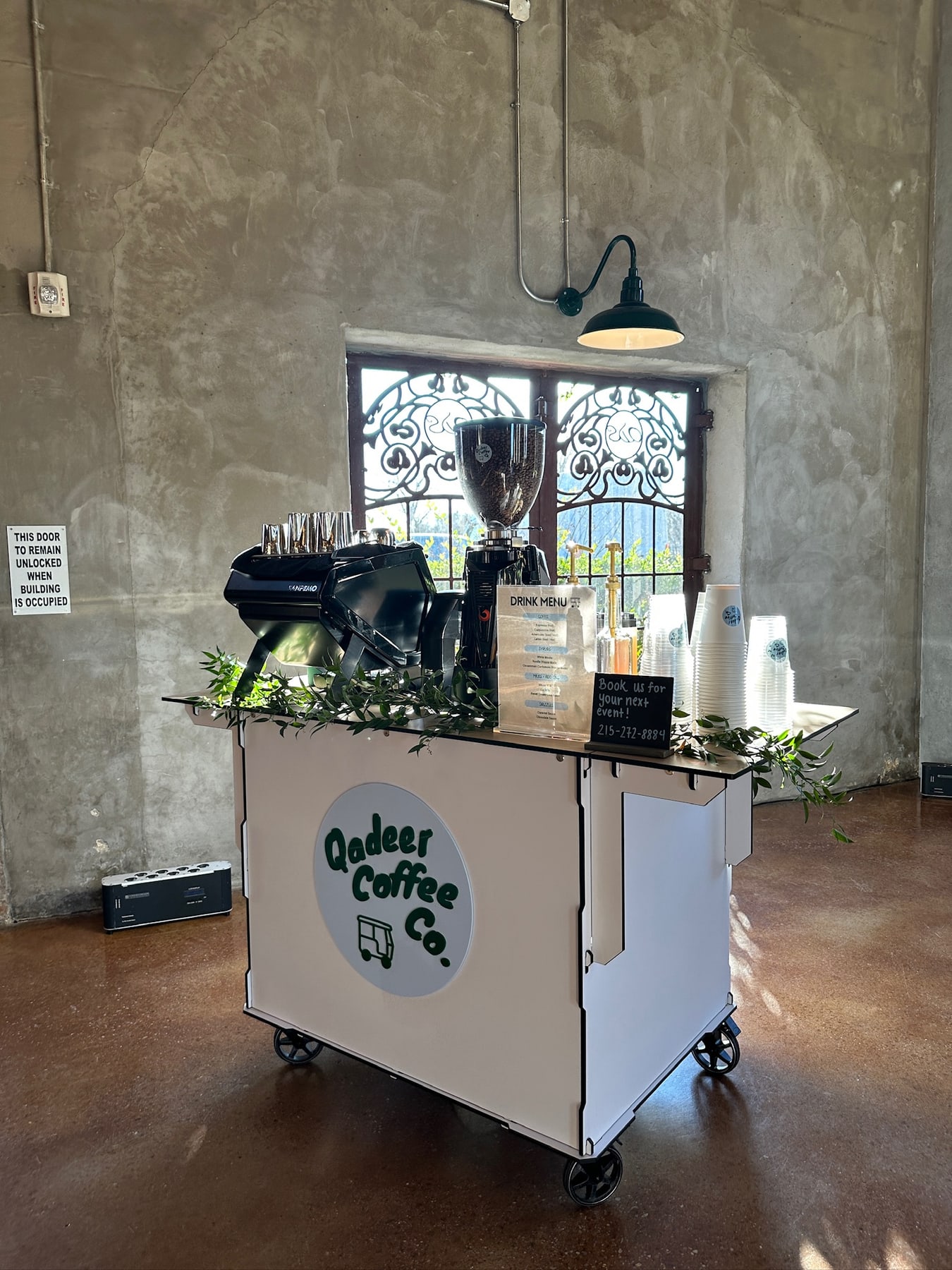 Qadeer Coffee Co mobile coffee cart and team in Princeton, NJ
